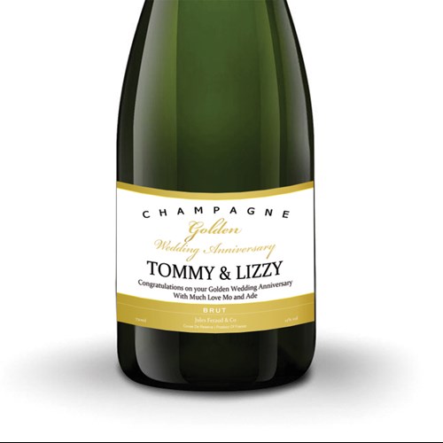 Personalised Champagne - Golden Anniversary Label - Shop Today
